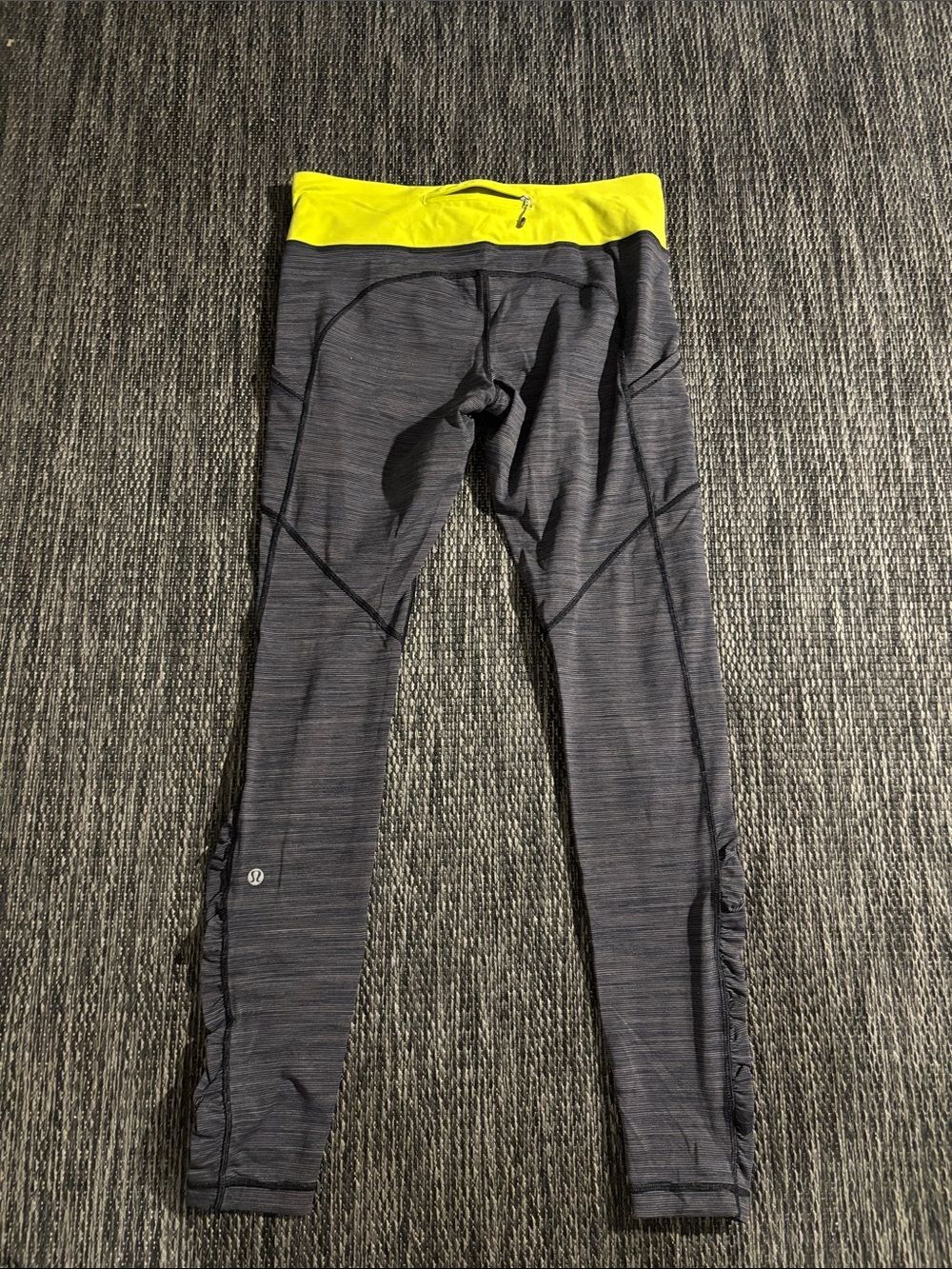 Lululemon Legging With Pockets Ruched Side Mid Rise Yellow Heathered Grey Size 6 - Picture 2 of 9